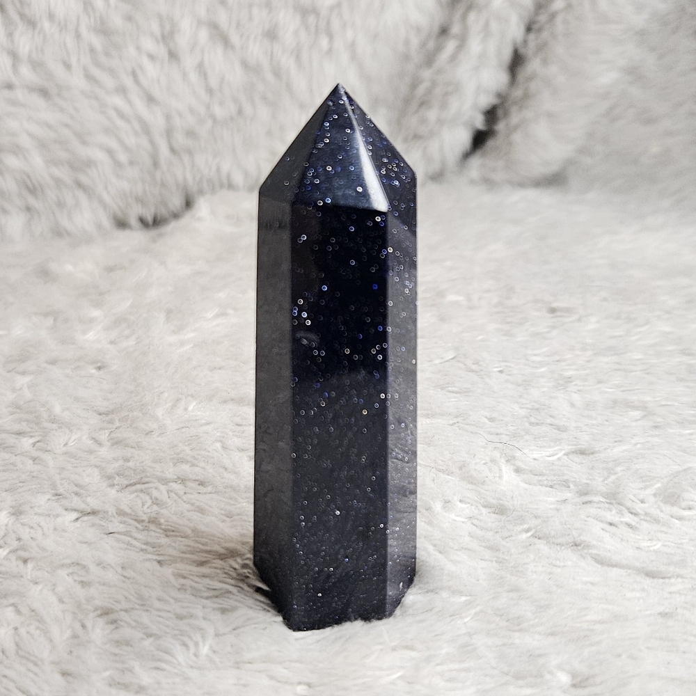 Blue Goldstone Tower – Ambition & Luck Crystal Obelisk